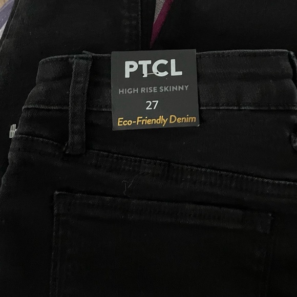 PTCL xNordstrom Denim Black Raw Hem High Rise Skinny Button Fly Jeans Size 27 - Picture 8 of 10